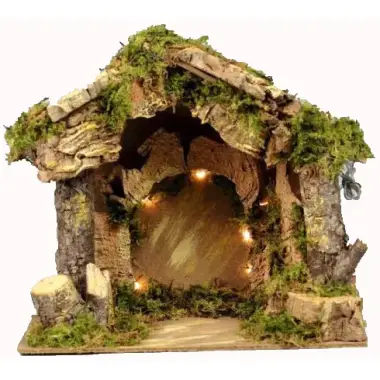 Lege Kerststal met licht voor kerstfiguren van 8 cm (20x14x17cm)