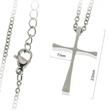 Kruisje 23 mm en ketting roestvrij staal