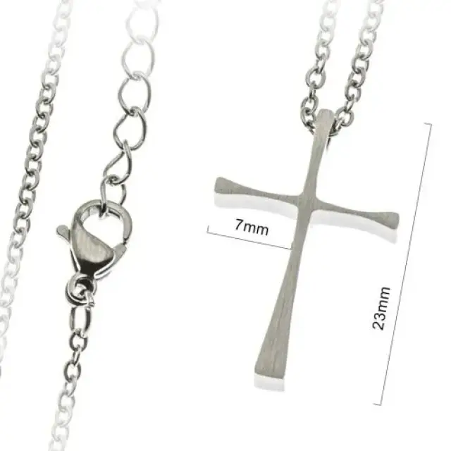 Croix 23 mm avec chaîne acier inoxydable