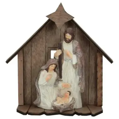 Nativité dans cabane (20 cm)