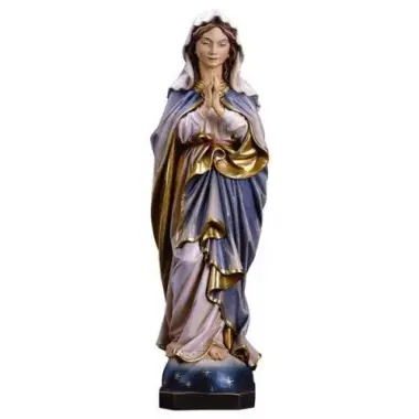 Houtsnijwerk beeld Maria biddend 25 cm gekleurd
