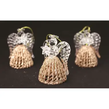 Angel 5 cm Glass bronze color Ass 3 / Set