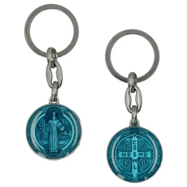 Porte-Clefs - St Benoît 30 mm - Email bleu