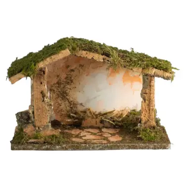 Eenvoudige lege kerststal voor kerstfiguren van 8 cm (22x12x19cm)