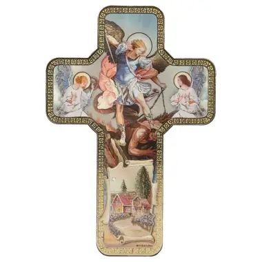 Icône 12 X 18 cm Croix - St Michel
