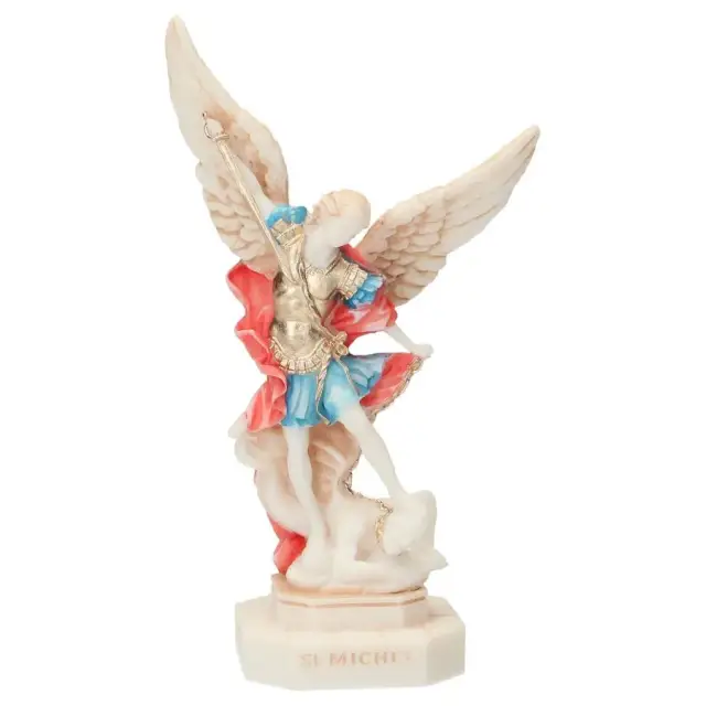 Statue 17 cm Albâtre couleurs St Michel