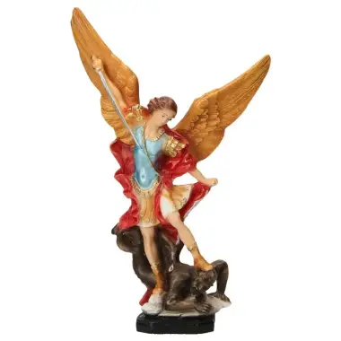 Statue 20 cm - Albâtre couleurs - Saint Michel