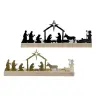 Zwarte of gouden metalen kerstfiguren met houten basis
