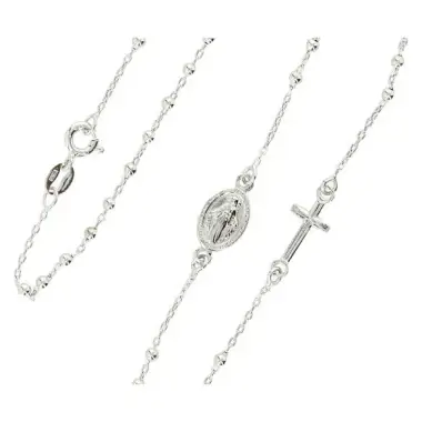 Rosary Necklace silver with rhodium