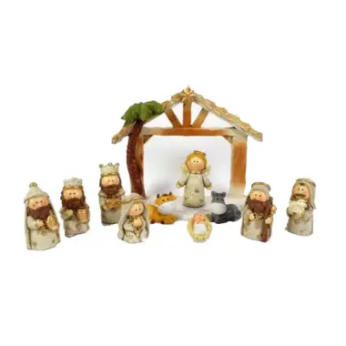 Crèche de Noël avec 10 personnages de 6 cm (16 X 7 X 13 Cm)