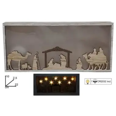 Décoration de Noël en bois avec crèche et lumière