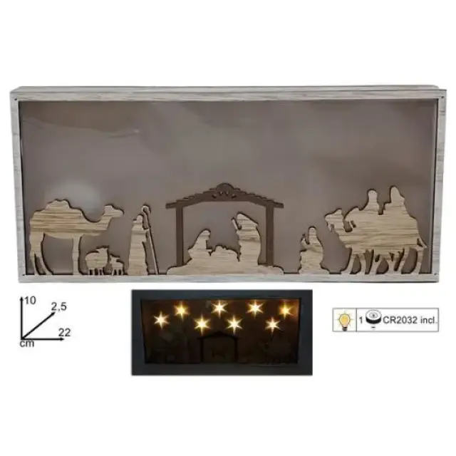 Décoration de Noël en bois avec crèche et lumière