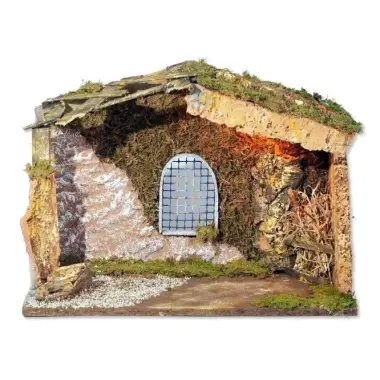 Lege Kerststal met licht voor kerstfiguren van 15 cm (42x19x30cm)