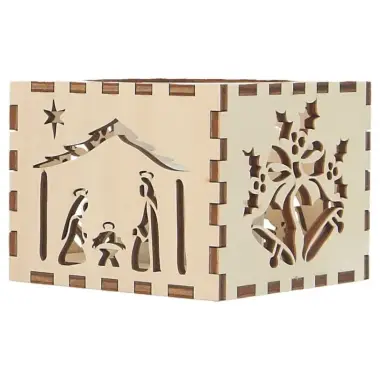 Bougeoir en bois avec crèche de Noël