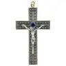 Croix Murale 12 cm Email bleu / Mét. doré