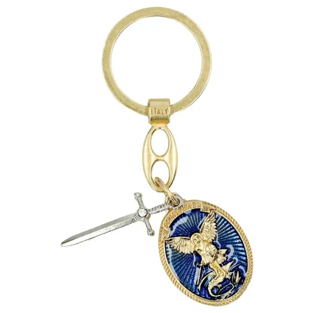 Porte-Clefs St Michel doré/émail + épée du combat