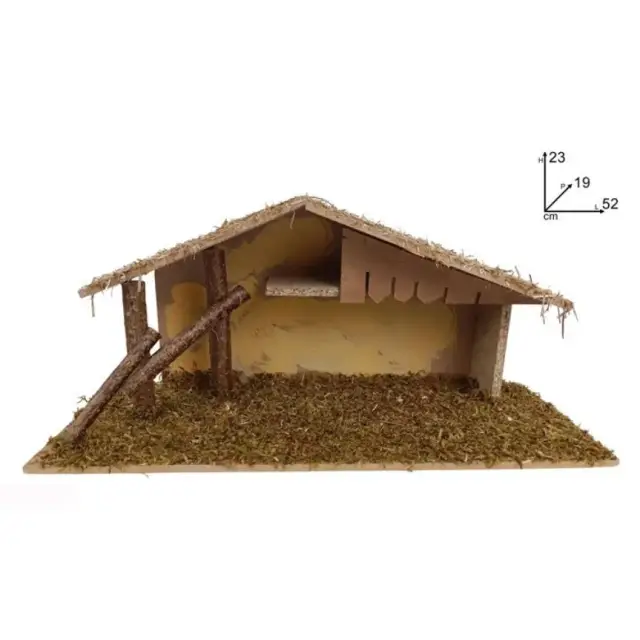 Klassieke lege kerststal voor kerstfiguren van 12 cm (52x19x23cm)