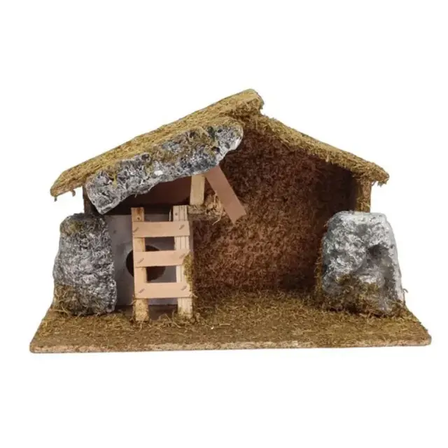 Klassieke lege kerststal voor kerstfiguren van 7-8 cm (30 x 11.5 x 17 cm)