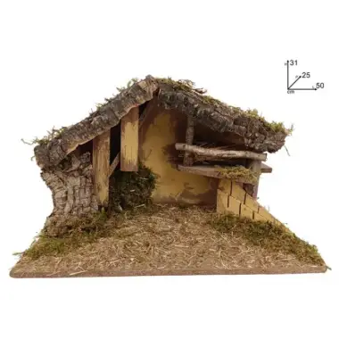 Klassieke lege kerststal voor kerstfiguren van 15 cm (50x25x31cm)