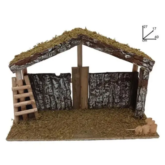 Klassieke lege kerststal voor kerstfiguren van 15 cm (40x17x27cm)