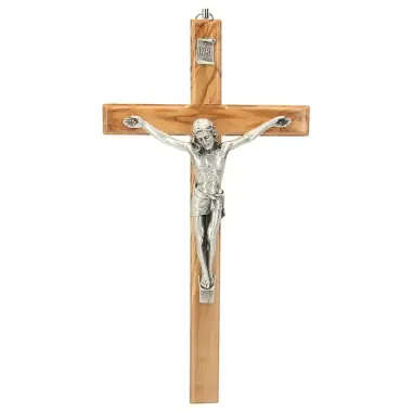 Croix murale 25 cm Bois d'olivier