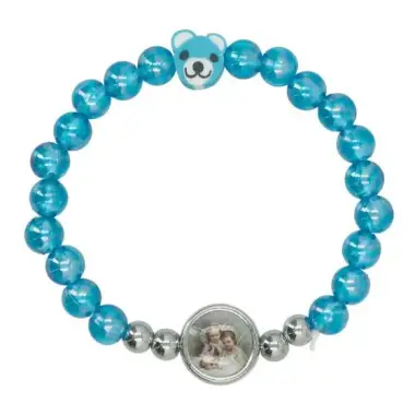 Bracelet sur élastique - 2 anges + enfant - Coul assort.