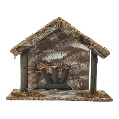 Eenvoudige lege kerststal voor kerstfiguren van 10 cm (25x13x20cm)
