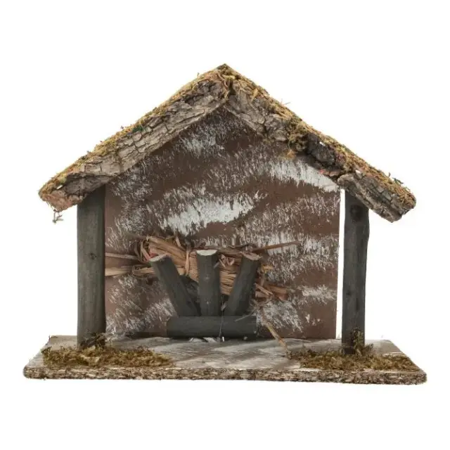 Eenvoudige lege kerststal voor kerstfiguren van 10 cm (25x13x20cm)