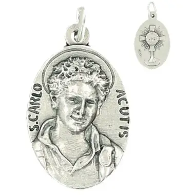 Medaille 22 mm Ov - H Carlo Acutis - Met Verzilverd