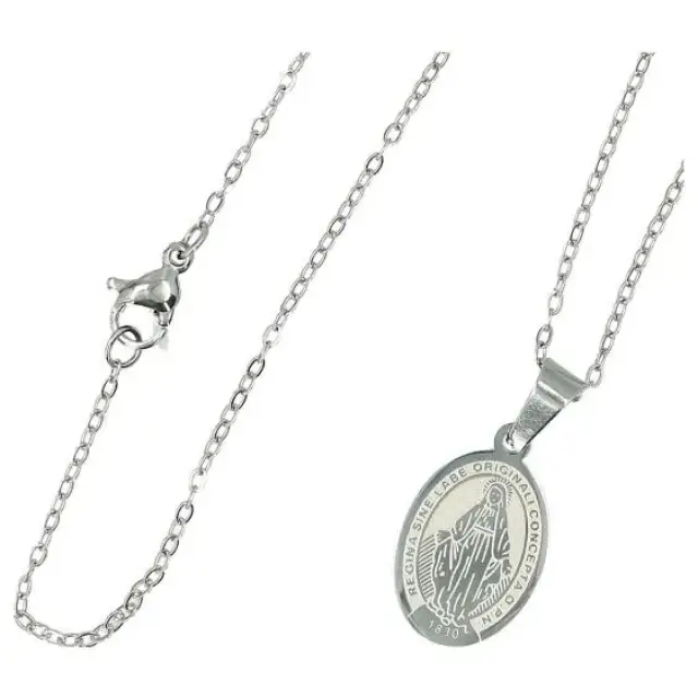Adornment Steel Medal Miraculous + chain 45 cm