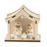 Kerststal met 5 figuren 5 cm en licht (10.4 X 6.4 X 9.7 cm)