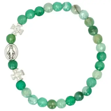 Armband op elastiek Groene agaat