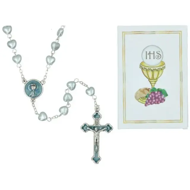 Rosary blue Iridescent Box Communion