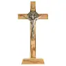 Croix St Benoît 19 X 10 cm - Bois d'Olivier / Métal doré
