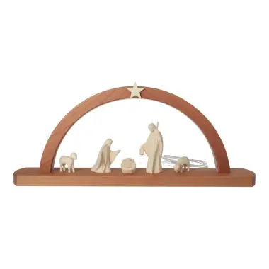 Crèche de Noël moderne en bois avec lumière