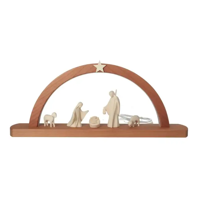 Crèche de Noël moderne en bois avec lumière