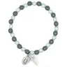 Bracelet elastic with blue beads and hematite + crosses and medal