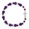 Armband op elastiek met paarse Jada korrels + kruisje