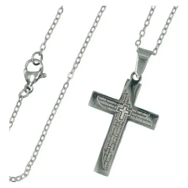 Adornment Steel - Cross 3cm + chain 45 cm