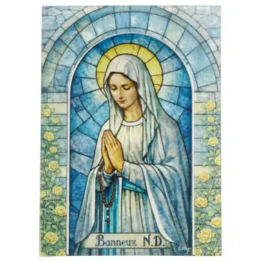 Our Lady of Banneux glass frame 13 x 18 cm