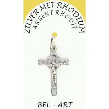 Rhodium Silver Cross St. Benedict 27 X 17 mm