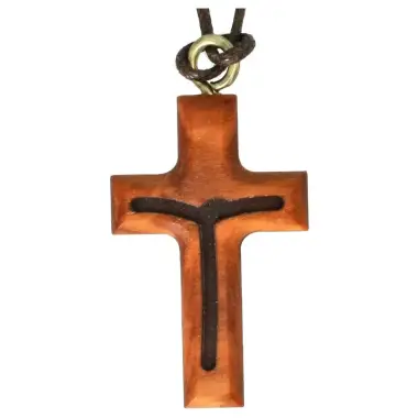 Croix s/cordon - 42 mm - Bois d'olivier