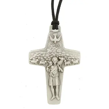 Croix métal agté s/cordon - 40 mm - Bon Pasteur