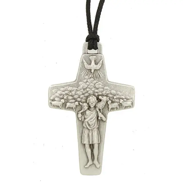 Croix métal agté s/cordon - 40 mm - Bon Pasteur