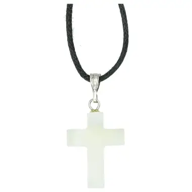 Lacet 50 cm + croix nacre 20 X 15 mm
