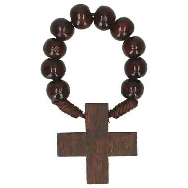 Rosary on cord Wood Brown