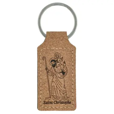 Porte-Clefs St Christophe / cuir 70 x 35 mm