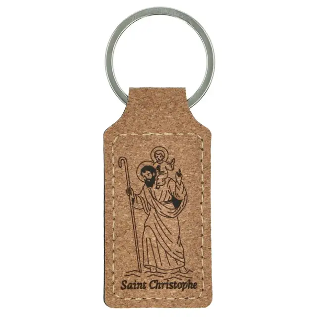 Porte-Clefs St Christophe / cuir 70 x 35 mm