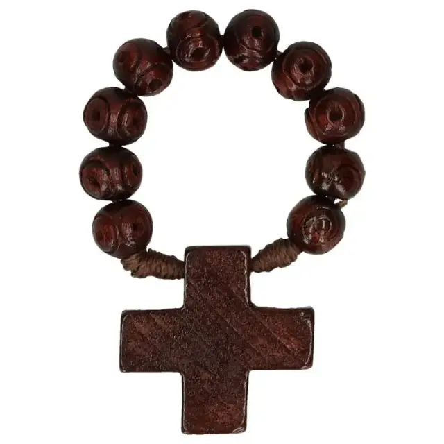 Rosary on cord Wood Brown