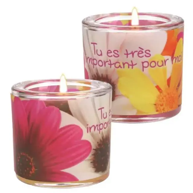 Glas+Theelichtje 6 X 6.5 - Tu Es Tres Important Pour Moi